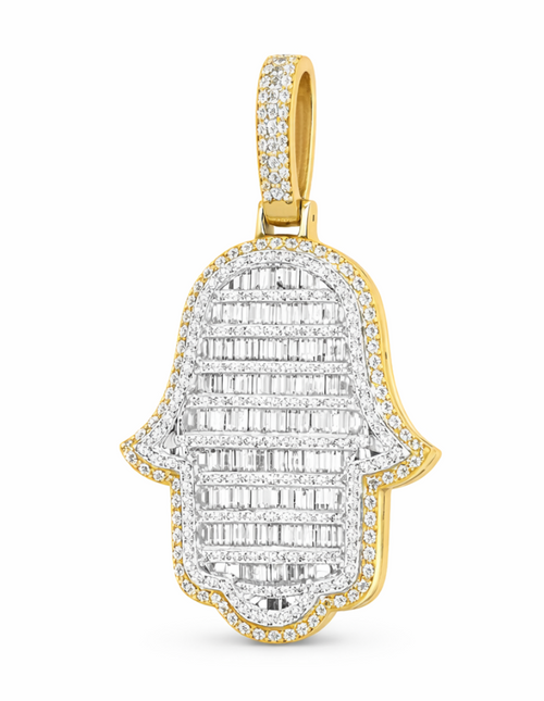 10k Diamond Hamza Hand Pendant