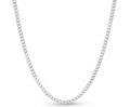 Solid White Gold Curb Cuban Necklace