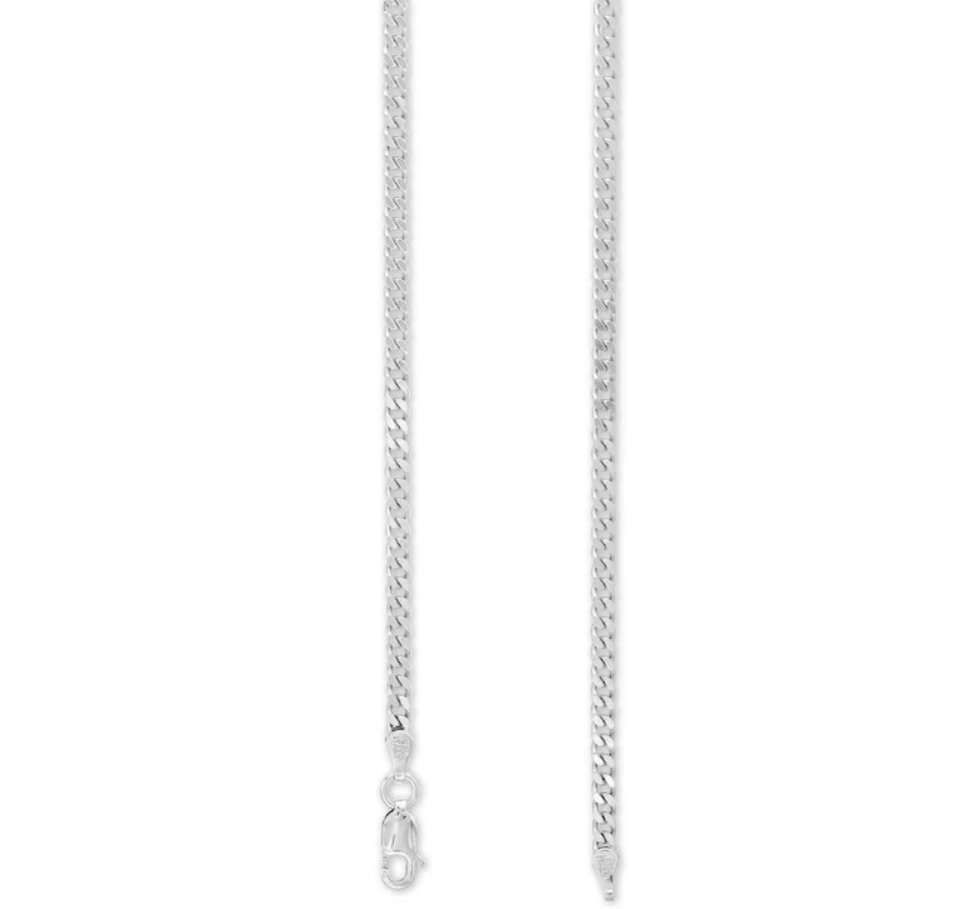 Solid White Gold Curb Cuban Necklace